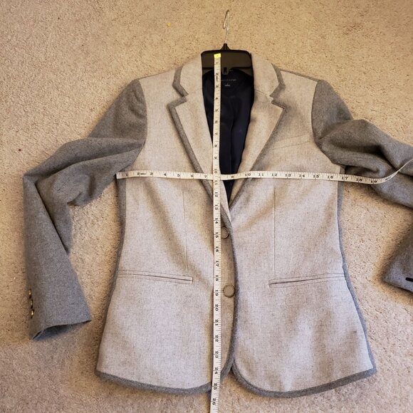 Tommy Hilfiger Grey Color Blocked One Button Wool Blend Blazer Size 2 EUC - Picture 12 of 12